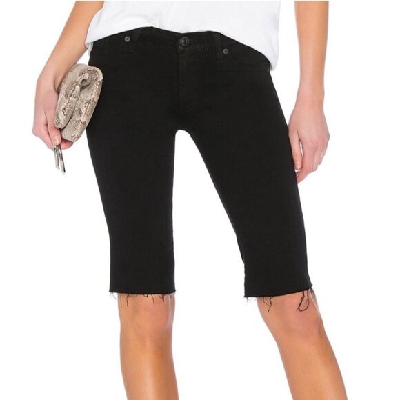 Hudson Black Amelia Knee-Length Raw Hem Shorts - Picture 2 of 6